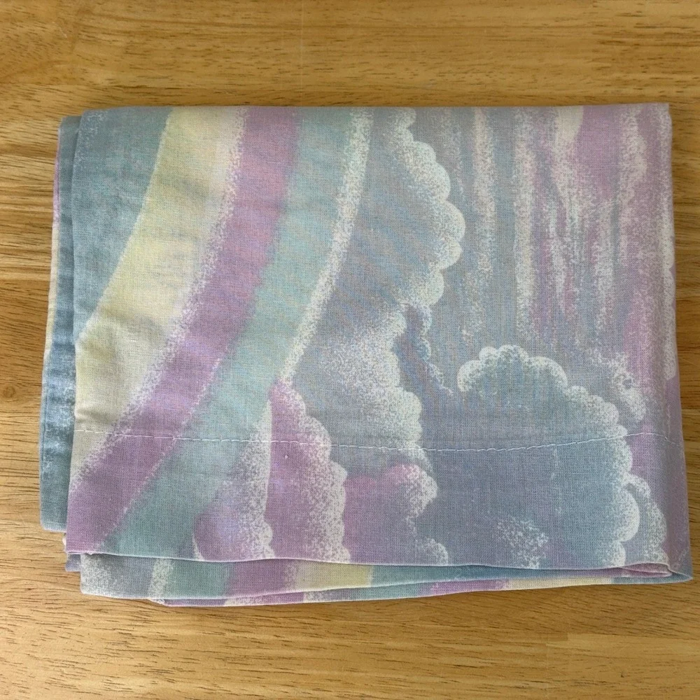 Vintage Pastel Rainbow Cloud Pillowcase Standard Size Purple Blue Yellow Turkey